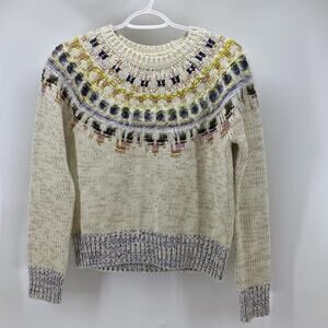 THE REEDS J. CREW DECORATIVE YOLK SWEATER wool blend cabin cozy sz S